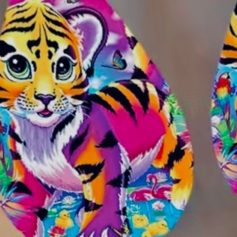 Spirit Animal Lisa Frank? Roar 💗💛💜🧡💚  Textured Print Pierced Earrings